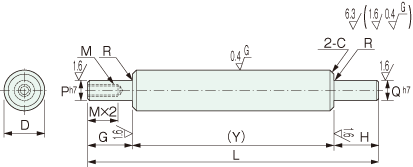YSED linear shaft one end stepped and tapped, one end stepped